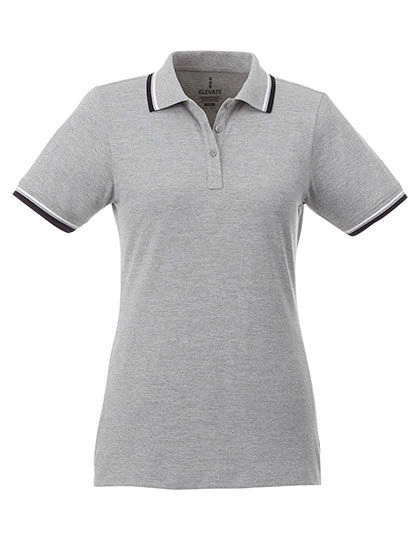 Ladies´ Fairfield Poloshirt zum Besticken und Bedrucken in der Farbe Grey Melange-Navy-White mit Ihren Logo, Schriftzug oder Motiv.