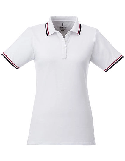 Ladies´ Fairfield Poloshirt zum Besticken und Bedrucken in der Farbe White-Navy-Red mit Ihren Logo, Schriftzug oder Motiv.