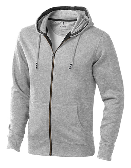 Arora Hooded Full Zip Sweater zum Besticken und Bedrucken in der Farbe Grey Melange mit Ihren Logo, Schriftzug oder Motiv.