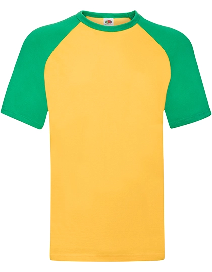 Short Sleeve Baseball T zum Besticken und Bedrucken in der Farbe Sunflower-Kelly Green mit Ihren Logo, Schriftzug oder Motiv.