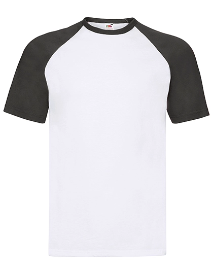 Short Sleeve Baseball T zum Besticken und Bedrucken in der Farbe White-Black mit Ihren Logo, Schriftzug oder Motiv.
