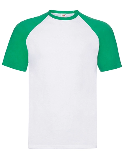 Short Sleeve Baseball T zum Besticken und Bedrucken in der Farbe White-Kelly Green mit Ihren Logo, Schriftzug oder Motiv.