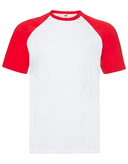 Short Sleeve Baseball T zum Besticken und Bedrucken in der Farbe White-Red mit Ihren Logo, Schriftzug oder Motiv.