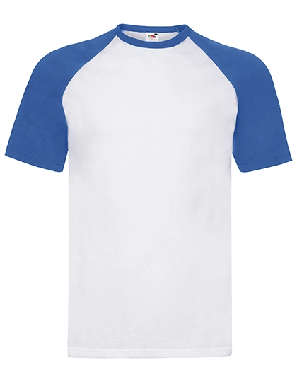 Short Sleeve Baseball T zum Besticken und Bedrucken in der Farbe White-Royal Blue mit Ihren Logo, Schriftzug oder Motiv.