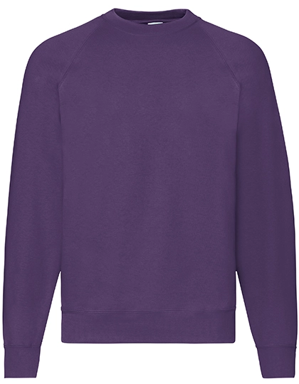 Classic Raglan Sweat zum Besticken und Bedrucken in der Farbe Purple mit Ihren Logo, Schriftzug oder Motiv.