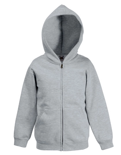 Kids´ Premium Hooded Sweat Jacket zum Besticken und Bedrucken in der Farbe Heather Grey mit Ihren Logo, Schriftzug oder Motiv.