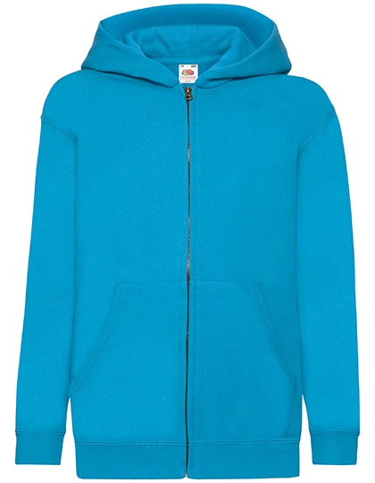 Kids´ Classic Hooded Sweat Jacket zum Besticken und Bedrucken in der Farbe Azure Blue mit Ihren Logo, Schriftzug oder Motiv.