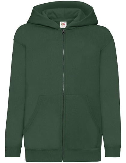 Kids´ Classic Hooded Sweat Jacket zum Besticken und Bedrucken in der Farbe Bottle Green mit Ihren Logo, Schriftzug oder Motiv.