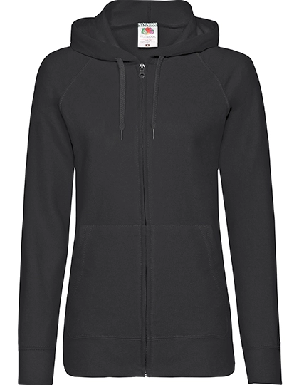 Ladies´ Lightweight Hooded Sweat Jacket zum Besticken und Bedrucken in der Farbe Black mit Ihren Logo, Schriftzug oder Motiv.