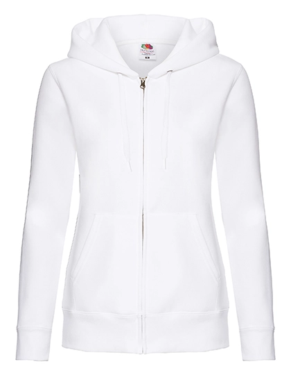 Ladies´ Premium Hooded Sweat Jacket zum Besticken und Bedrucken in der Farbe White mit Ihren Logo, Schriftzug oder Motiv.