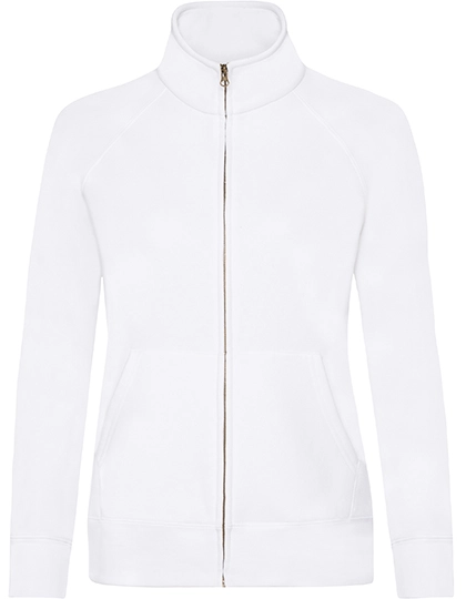 Ladies´ Premium Sweat Jacket zum Besticken und Bedrucken in der Farbe White mit Ihren Logo, Schriftzug oder Motiv.