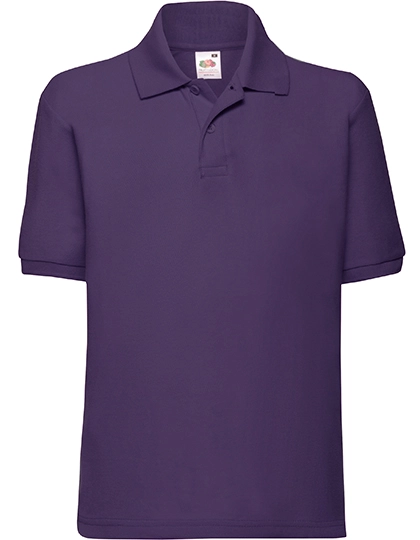 Kids´ 65/35 Polo zum Besticken und Bedrucken in der Farbe Purple mit Ihren Logo, Schriftzug oder Motiv.