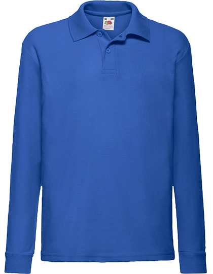 Kids´ Long Sleeve 65/35 Polo zum Besticken und Bedrucken in der Farbe Royal Blue mit Ihren Logo, Schriftzug oder Motiv.