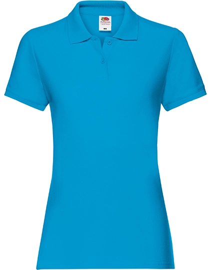 Ladies´ Premium Polo zum Besticken und Bedrucken in der Farbe Azure Blue mit Ihren Logo, Schriftzug oder Motiv.