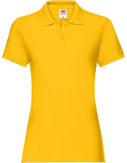 Ladies´ Premium Polo zum Besticken und Bedrucken in der Farbe Sunflower mit Ihren Logo, Schriftzug oder Motiv.