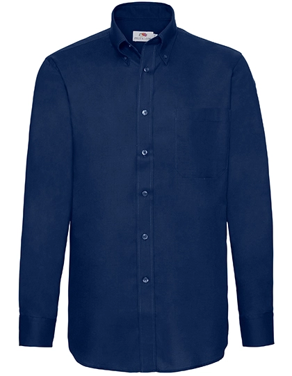 Men´s Long Sleeve Oxford Shirt zum Besticken und Bedrucken in der Farbe Navy mit Ihren Logo, Schriftzug oder Motiv.