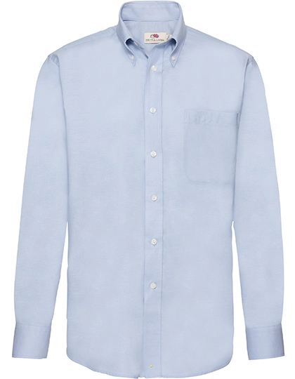 Men´s Long Sleeve Oxford Shirt zum Besticken und Bedrucken in der Farbe Oxford Blue mit Ihren Logo, Schriftzug oder Motiv.