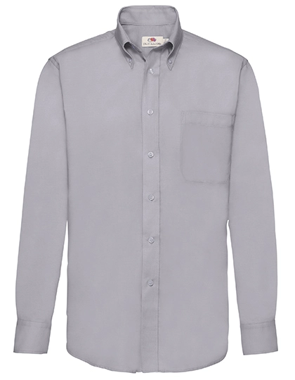 Men´s Long Sleeve Oxford Shirt zum Besticken und Bedrucken in der Farbe Oxford Grey mit Ihren Logo, Schriftzug oder Motiv.