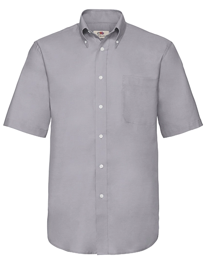 Men´s Short Sleeve Oxford Shirt zum Besticken und Bedrucken in der Farbe Oxford Grey mit Ihren Logo, Schriftzug oder Motiv.