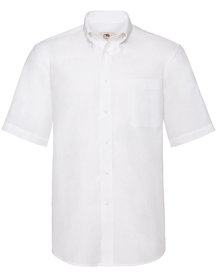 Men´s Short Sleeve Oxford Shirt zum Besticken und Bedrucken in der Farbe White mit Ihren Logo, Schriftzug oder Motiv.