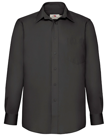 Men´s Long Sleeve Poplin Shirt zum Besticken und Bedrucken in der Farbe Black mit Ihren Logo, Schriftzug oder Motiv.