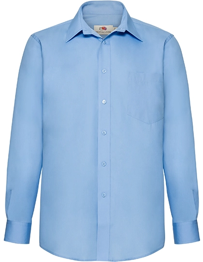 Men´s Long Sleeve Poplin Shirt zum Besticken und Bedrucken in der Farbe Mid Blue mit Ihren Logo, Schriftzug oder Motiv.