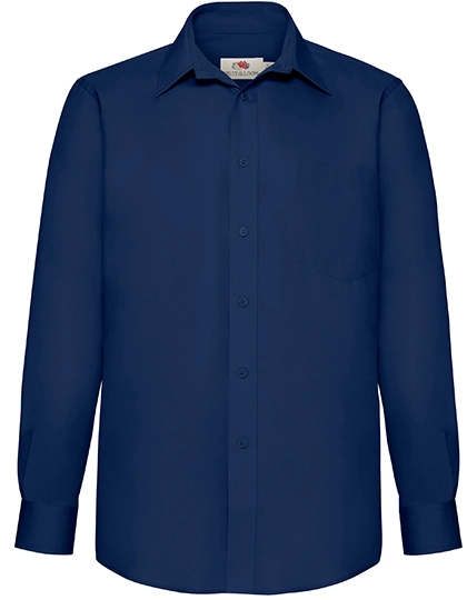 Men´s Long Sleeve Poplin Shirt zum Besticken und Bedrucken in der Farbe Navy mit Ihren Logo, Schriftzug oder Motiv.