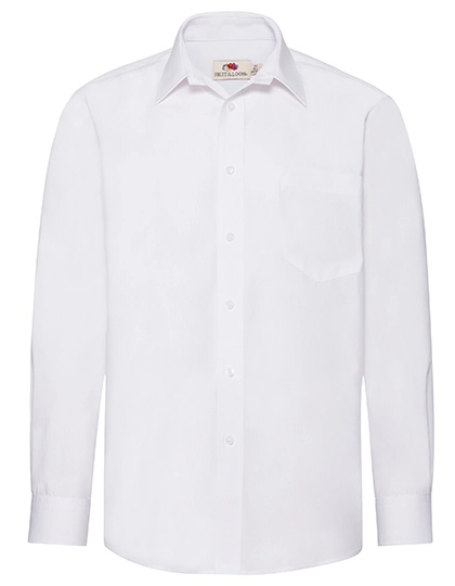 Men´s Long Sleeve Poplin Shirt zum Besticken und Bedrucken in der Farbe White mit Ihren Logo, Schriftzug oder Motiv.