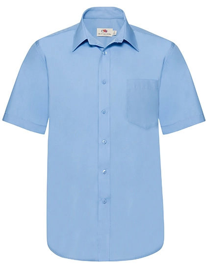 Men´s Short Sleeve Poplin Shirt zum Besticken und Bedrucken in der Farbe Mid Blue mit Ihren Logo, Schriftzug oder Motiv.