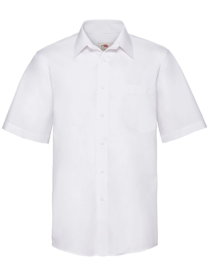 Men´s Short Sleeve Poplin Shirt zum Besticken und Bedrucken in der Farbe White mit Ihren Logo, Schriftzug oder Motiv.