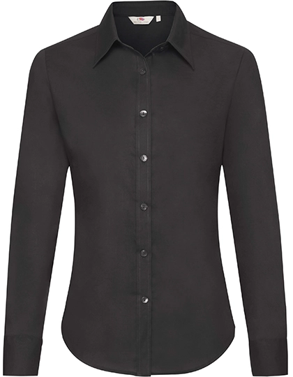 Ladies´ Long Sleeve Oxford Shirt zum Besticken und Bedrucken in der Farbe Black mit Ihren Logo, Schriftzug oder Motiv.