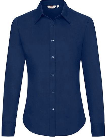 Ladies´ Long Sleeve Oxford Shirt zum Besticken und Bedrucken in der Farbe Navy mit Ihren Logo, Schriftzug oder Motiv.