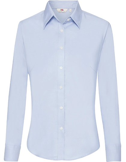 Ladies´ Long Sleeve Oxford Shirt zum Besticken und Bedrucken in der Farbe Oxford Blue mit Ihren Logo, Schriftzug oder Motiv.