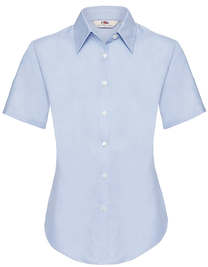 Ladies´ Short Sleeve Oxford Shirt zum Besticken und Bedrucken in der Farbe Oxford Blue mit Ihren Logo, Schriftzug oder Motiv.