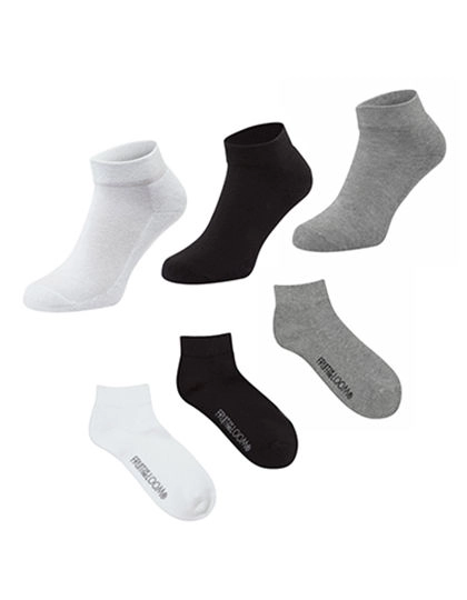 Fruit Quarter Socks (3 Pair Pack) zum Besticken und Bedrucken in der Farbe Heather Grey-White-Black mit Ihren Logo, Schriftzug oder Motiv.