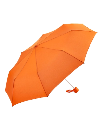 Alu-Mini-Taschenschirm zum Besticken und Bedrucken in der Farbe Orange mit Ihren Logo, Schriftzug oder Motiv.