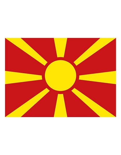 Fahne Mazedonien zum Besticken und Bedrucken in der Farbe Macedonia mit Ihren Logo, Schriftzug oder Motiv.