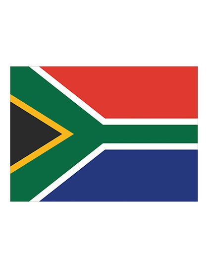 Fahne Südafrika zum Besticken und Bedrucken in der Farbe South Africa mit Ihren Logo, Schriftzug oder Motiv.