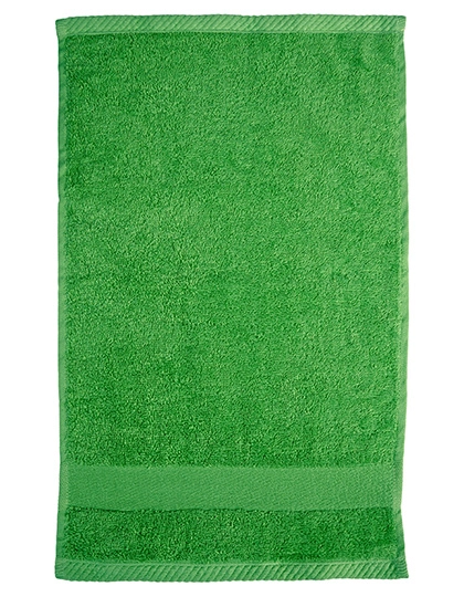 Organic Cozy Guest Towel zum Besticken und Bedrucken in der Farbe Grass Green mit Ihren Logo, Schriftzug oder Motiv.