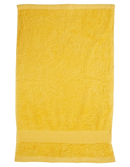 Organic Cozy Guest Towel zum Besticken und Bedrucken in der Farbe Sunflower Yellow mit Ihren Logo, Schriftzug oder Motiv.