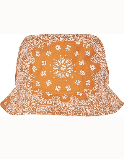 Bandana Print Bucket Hat zum Besticken und Bedrucken in der Farbe Orange-White mit Ihren Logo, Schriftzug oder Motiv.