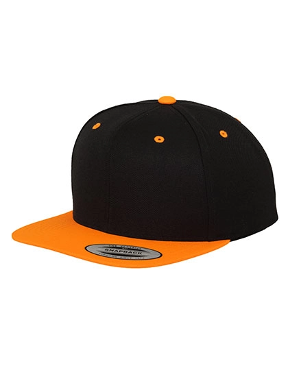 Classic Snapback 2-Tone zum Besticken und Bedrucken in der Farbe Black-Neon Orange mit Ihren Logo, Schriftzug oder Motiv.