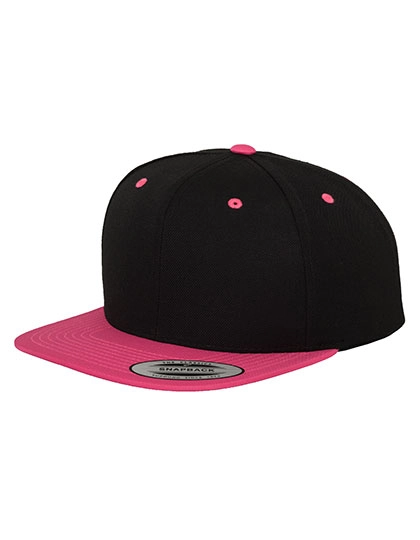 Classic Snapback 2-Tone zum Besticken und Bedrucken in der Farbe Black-Neon Pink mit Ihren Logo, Schriftzug oder Motiv.