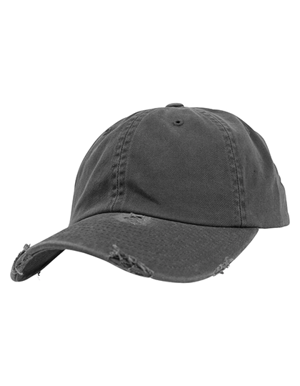 Low Profile Destroyed Cap zum Besticken und Bedrucken in der Farbe Dark Grey mit Ihren Logo, Schriftzug oder Motiv.