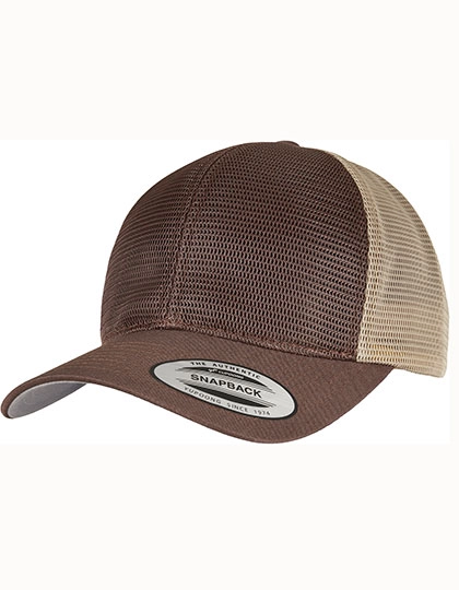 360° Omnimesh 2-Tone Cap zum Besticken und Bedrucken in der Farbe Brown-Khaki mit Ihren Logo, Schriftzug oder Motiv.