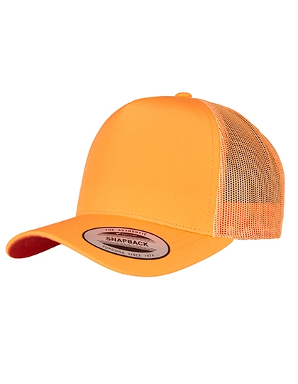 Neon Retro Trucker Cap zum Besticken und Bedrucken in der Farbe Neon Orange mit Ihren Logo, Schriftzug oder Motiv.