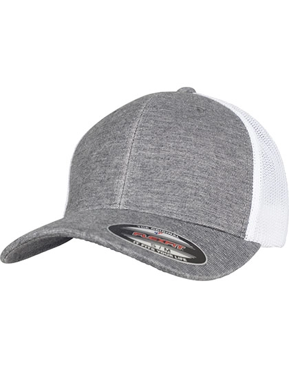 Retro Trucker Melange Cap zum Besticken und Bedrucken in der Farbe Grey-White Mesh mit Ihren Logo, Schriftzug oder Motiv.