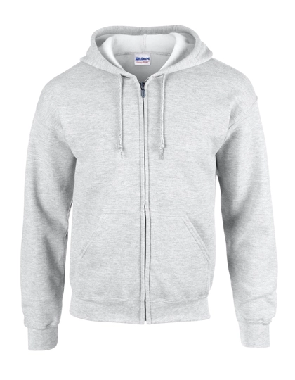 Heavy Blend™ Full Zip Hooded Sweatshirt zum Besticken und Bedrucken in der Farbe Ash (Heather) mit Ihren Logo, Schriftzug oder Motiv.