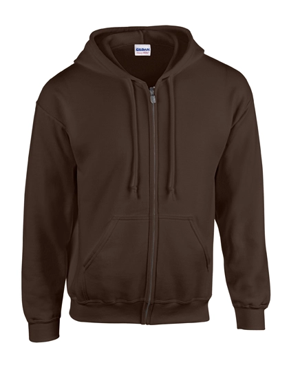 Heavy Blend™ Full Zip Hooded Sweatshirt zum Besticken und Bedrucken in der Farbe Dark Chocolate mit Ihren Logo, Schriftzug oder Motiv.