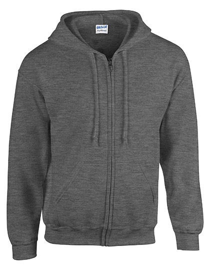 Heavy Blend™ Full Zip Hooded Sweatshirt zum Besticken und Bedrucken in der Farbe Dark Heather mit Ihren Logo, Schriftzug oder Motiv.